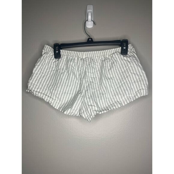 John Galt Gray and White Striped Linen Boxer Mini Shorts Womens One Size - Picture 2 of 6